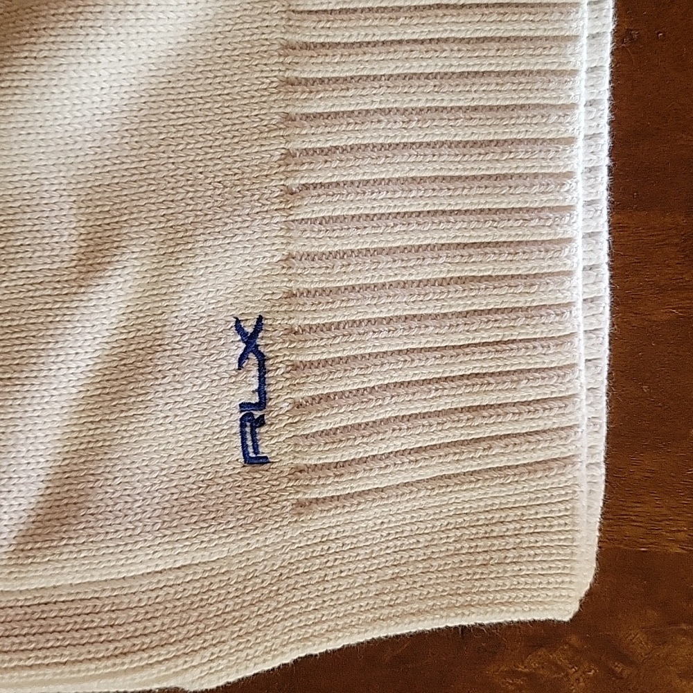 RLX Ralph Lauren Cream V-Neck Sweater Vest with Blue Trim - Picture 5 of 6